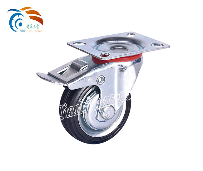 Factory sale 3inch - 8inch industrial plate central bolt hole  rubber rotatable  caster wheels , casters for outdoor furniture