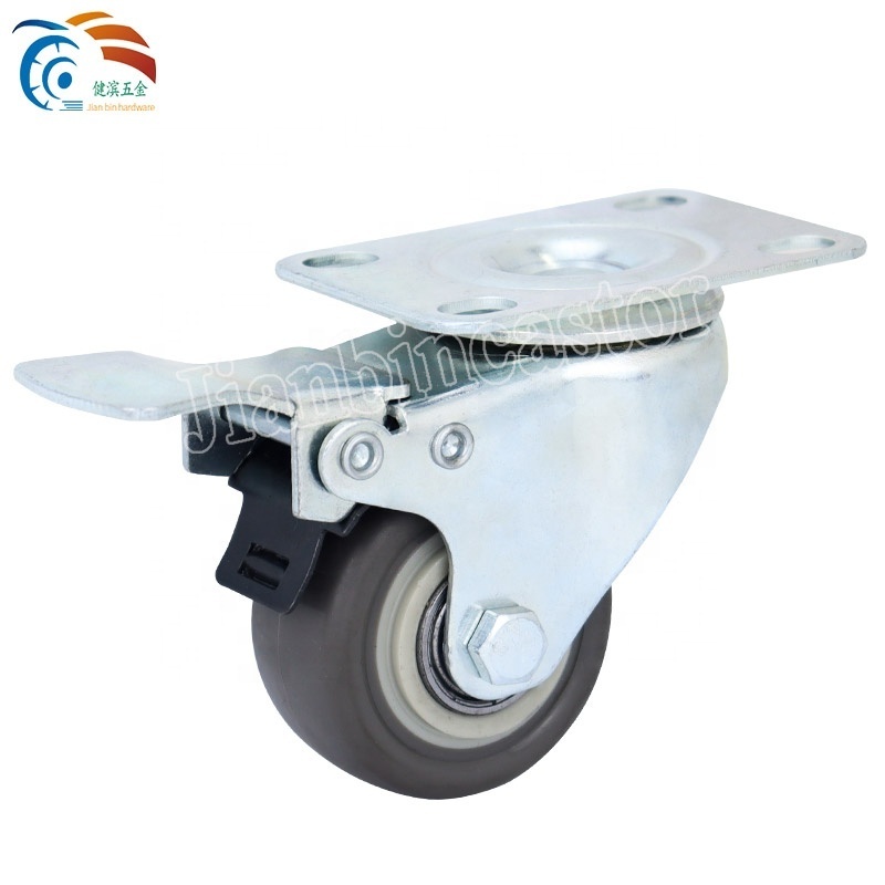 2 Inch Gray TPE Light Duty Caster TPR Wheel Double Ball Bearing PU Industrial Swivel Caster Wheels