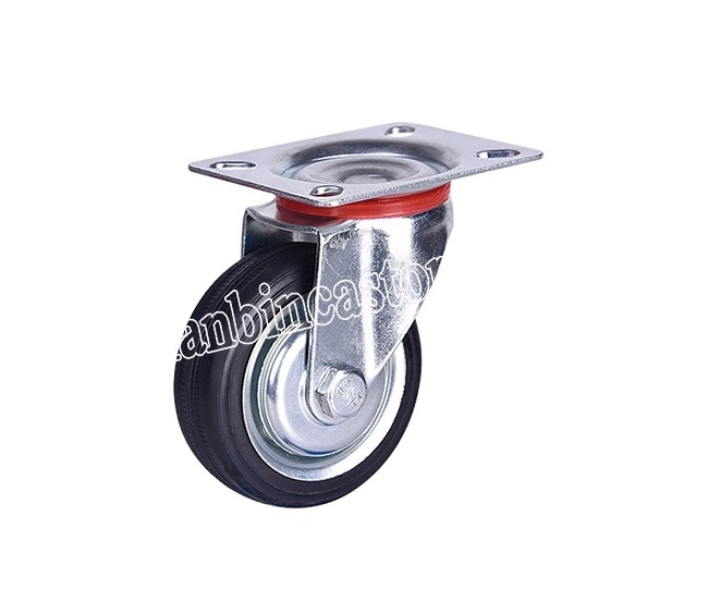 Factory sale 3inch - 8inch industrial plate central bolt hole  rubber rotatable  caster wheels , casters for outdoor furniture