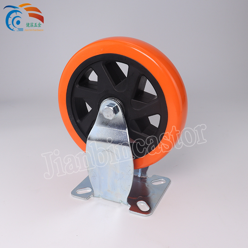 150mm PVC Orange Red Castor Swivel Trolley Industrial 6 Inch Heavy Duty Caster Wheels damp caster