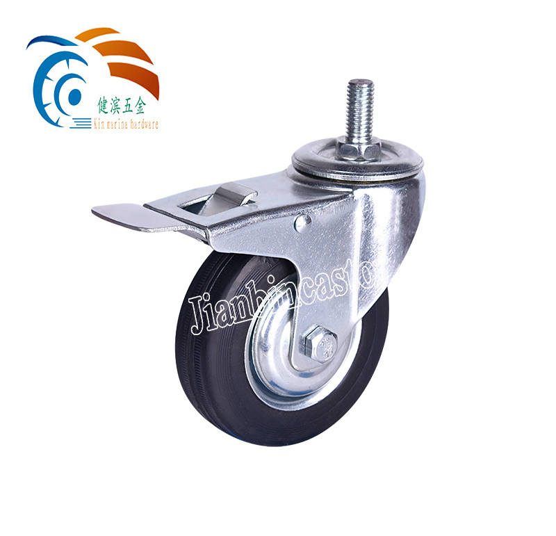 Factory sale 3inch - 8inch industrial plate central bolt hole  rubber rotatable  caster wheels , casters for outdoor furniture