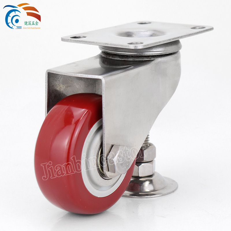 304 Stainless Steel Height Adjustable caster wheels 50mm rubber foot cup Medium heavy duty adjustable nylon caster