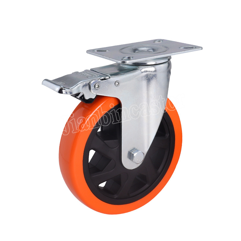 150mm PVC Orange Red Castor Swivel Trolley Industrial 6 Inch Heavy Duty Caster Wheels damp caster