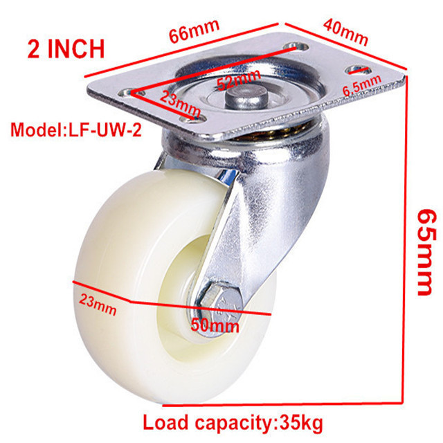 1.5inch light duty plastic  PP universal fat strong side mount  caster wheel with bearings , 2 inch swivel casters