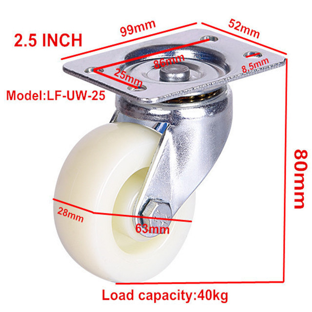 1.5inch light duty plastic  PP universal fat strong side mount  caster wheel with bearings , 2 inch swivel casters