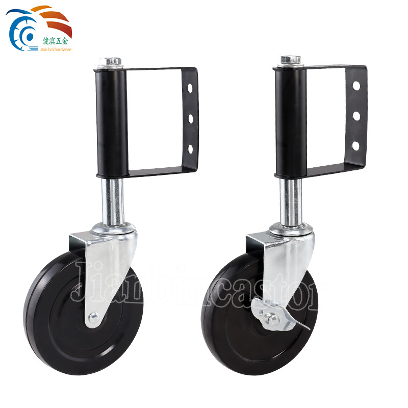 heavy duty 100mm rubber wheel 4 Inch Spring Loaded Gate Caster wheel rubber swivel gate wheel