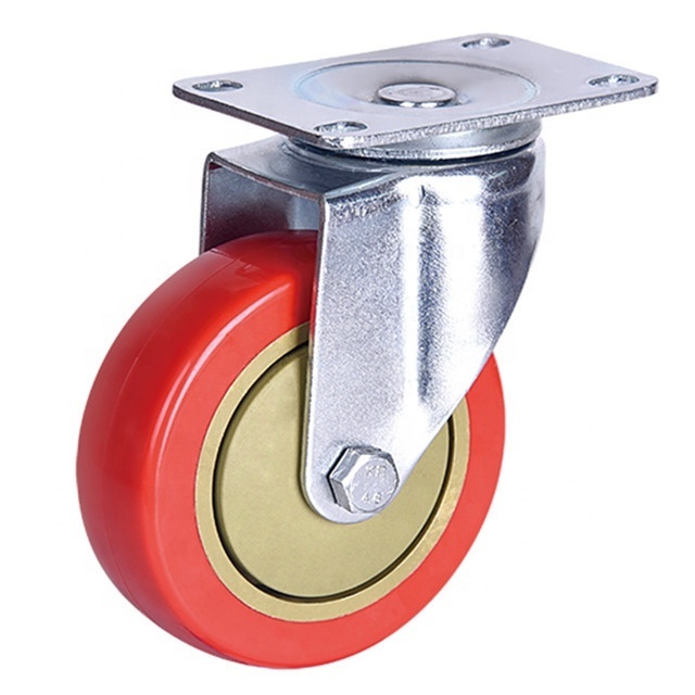 Swivel Plate with Brake On Color Polyurethane Medium industrial PVC plastic  universal wheel Caster Wheels