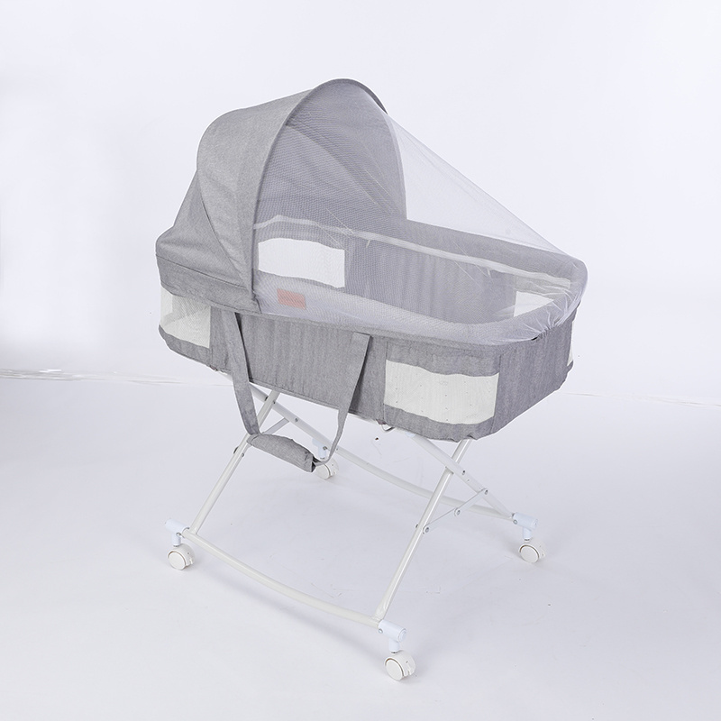 Multi Purposes Sleeper Baby Bassinet Bedside Crib with Canopy Wheels