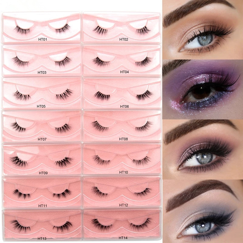 Half lashes short natural 3d real mink lashes cat eye eyelashes wholesale corner half eyelashes full strip lashes(old)