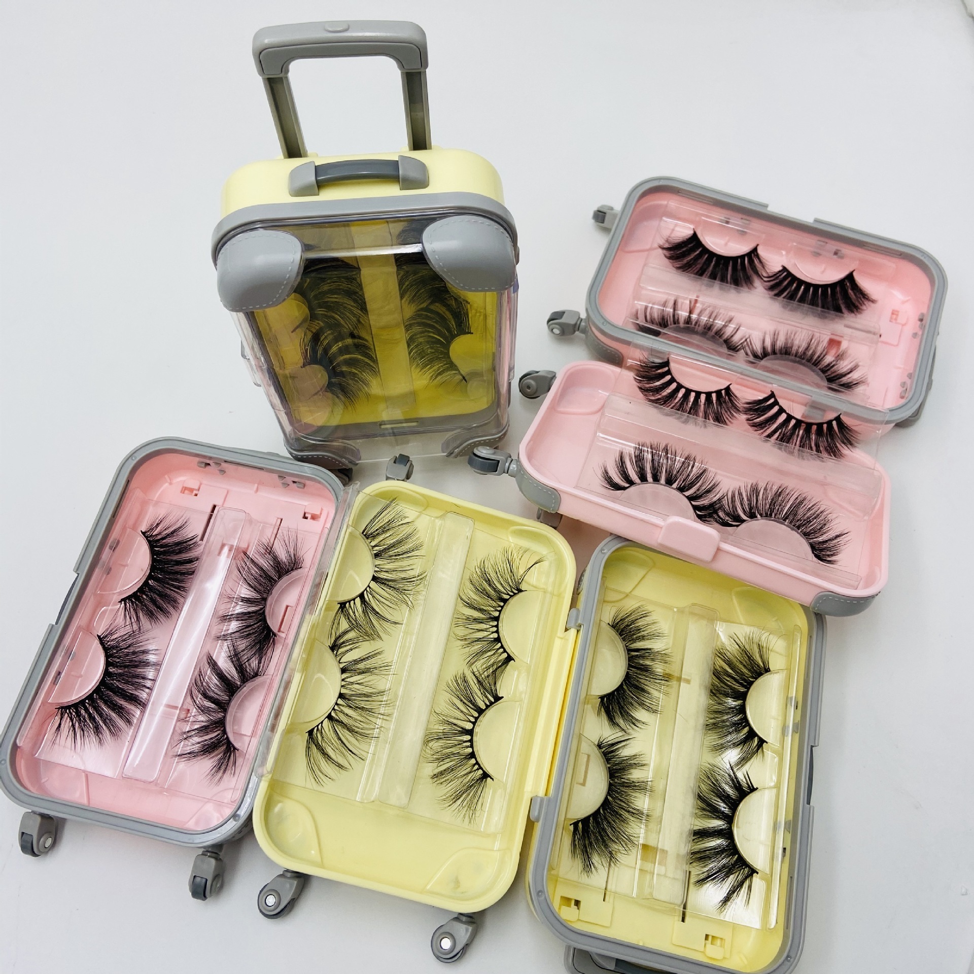 Custom luggage lashes suitcase for lashes eyelash packaging box mini lash suitcase bundle