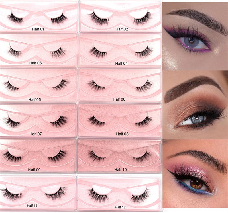 Half lashes short natural 3d real mink lashes cat eye eyelashes wholesale corner half eyelashes full strip lashes(old)