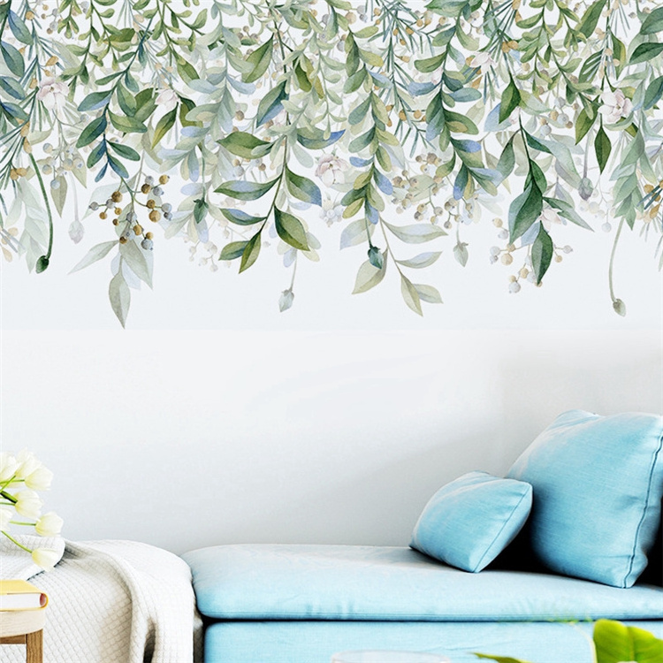 Nordic Green And Blue Leaves Home Decoration Diy Wallsticker Removable Wall Paper For Bedroom Living Room Kids Room