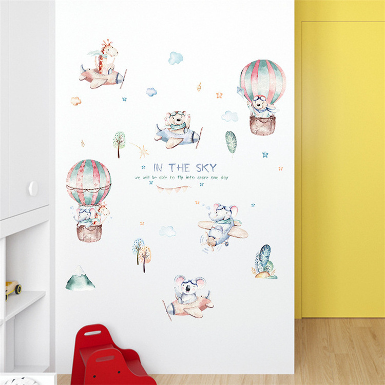 Cartoon Animals In The Sky Home Decoration Diy Wallsticker Removable Wall Paper For Bedroom Living Room Kids Room