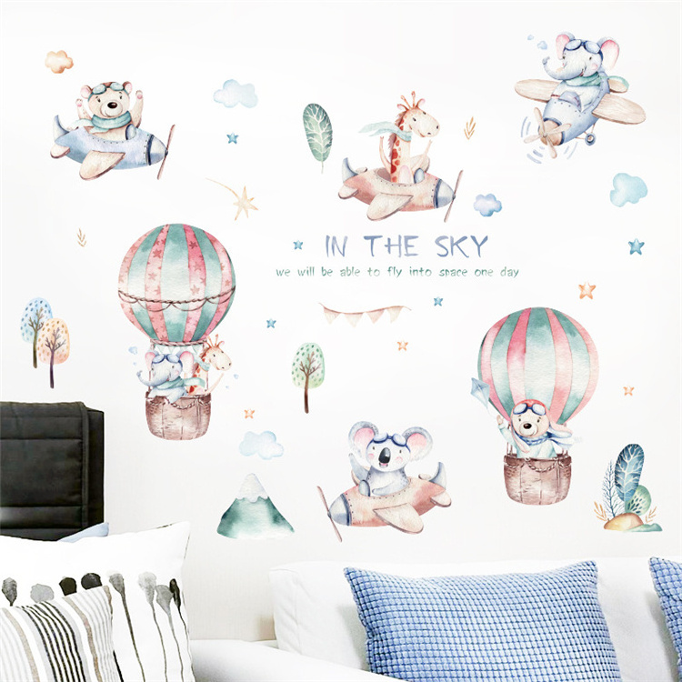 Cartoon Animals In The Sky Home Decoration Diy Wallsticker Removable Wall Paper For Bedroom Living Room Kids Room