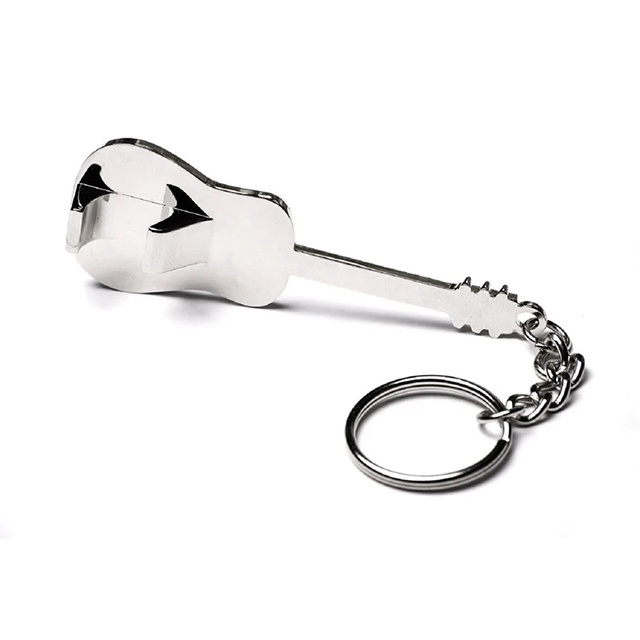 Promotion Custom Logo Metal Electric Guitar Bottle Opener With Keychains Attachment