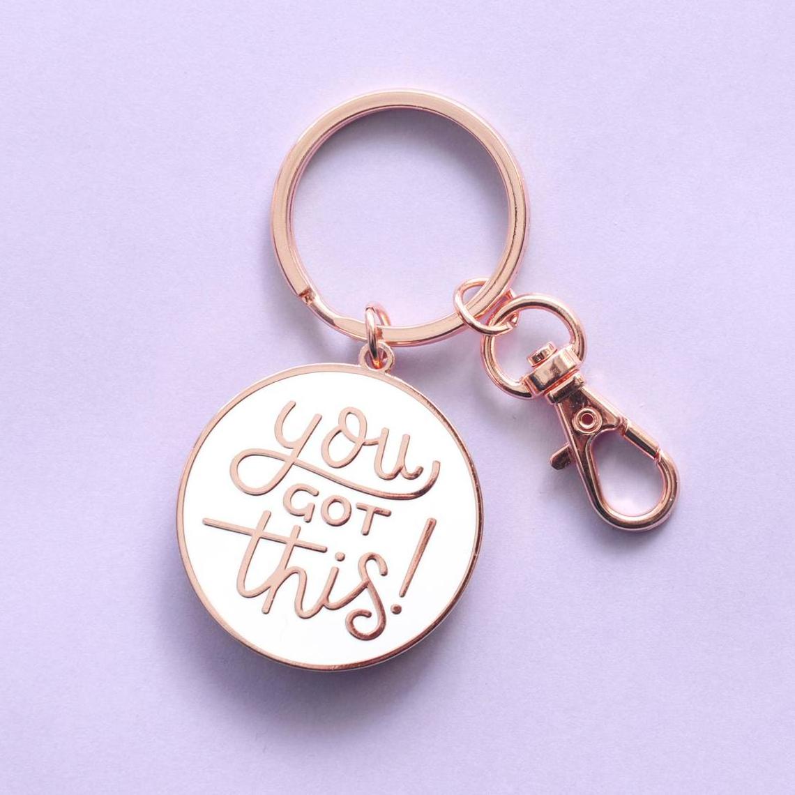 Custom Enamel Key chain Rose Gold Plated Motivational Metal Keychain Hard Enamel Keyring With back Card