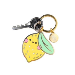 New Summer Cute Fruit Metal Keychain Lemon Hard Enamel Key Ring