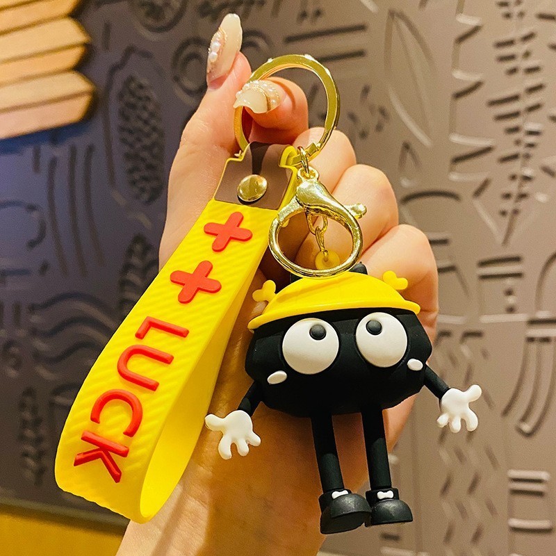 Cute Cartoon Coal Ball Keychain Pendant Car Hanging Decoration Wholesale Custom Silicone Keychain