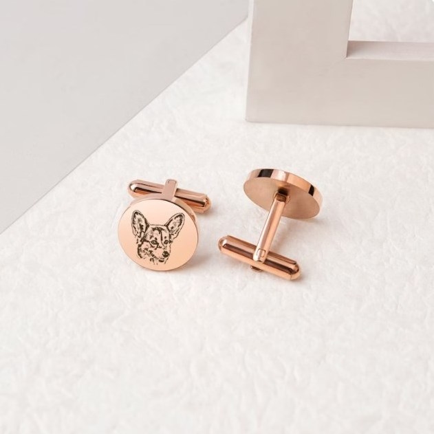 New Design Custom Logo Pet Portrait Cufflinks Suit Shirt Enamel Blank Metal Cuff link For Gift Men