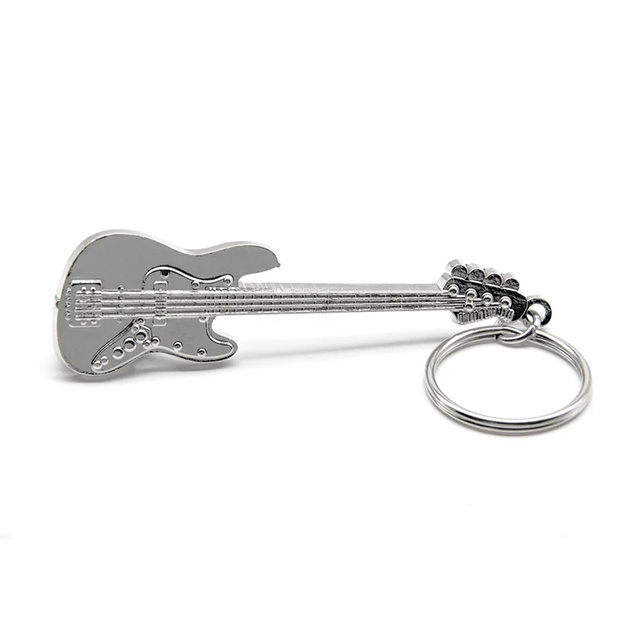 Promotion Custom Logo Metal Electric Guitar Bottle Opener With Keychains Attachment