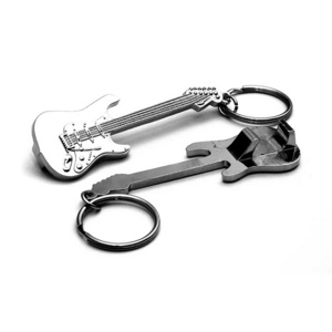 Promotion Custom Logo Metal Electric Guitar Bottle Opener With Keychains Attachment