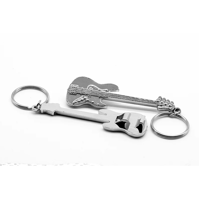 Promotion Custom Logo Metal Electric Guitar Bottle Opener With Keychains Attachment