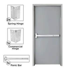 Commercial Single or Double Swing Fireproof Steel Emergency Exit Door with Panic Bar