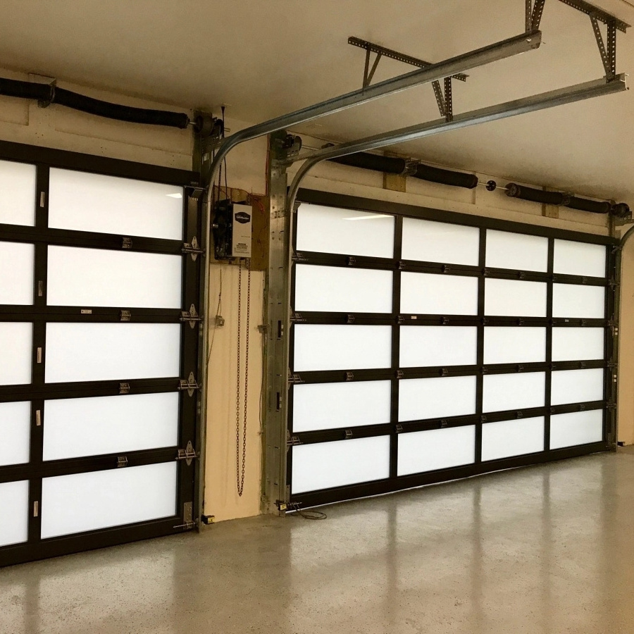 Most salable high grade residential villa aluminum tempered guardian frosted glass garage doors