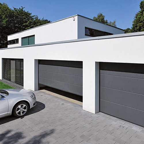 Electric Residential Sectional Overhead Sliding Garage Doors with wicket pedestrian access door