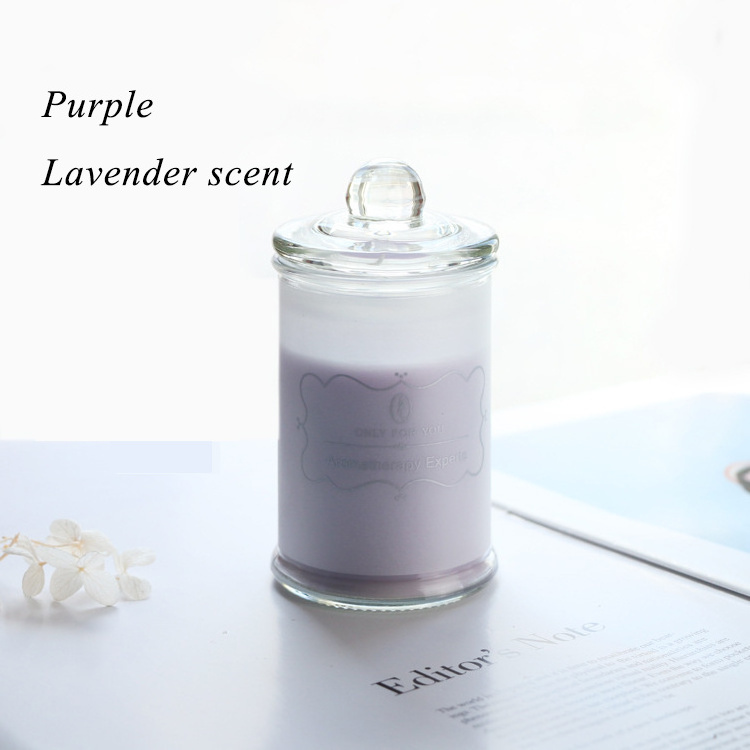 European Style Glass Jar candle with lid and box frosted wrapping Customized color Gift Set Soy Wax Custom Luxury Scented OEM