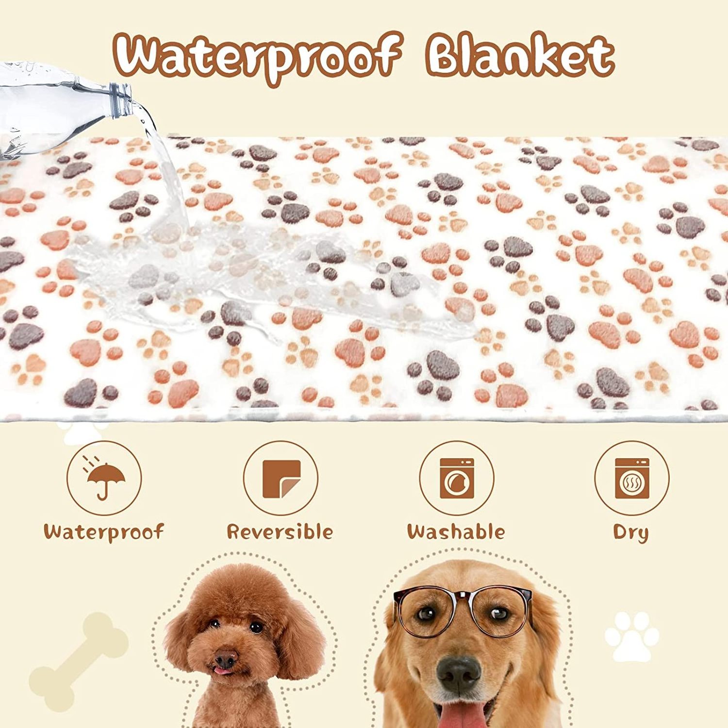 60 x 40 Inch Wholesale warm premium custom plush pet sleeping mat washable plain solid color waterproof pet blanket for dog cat