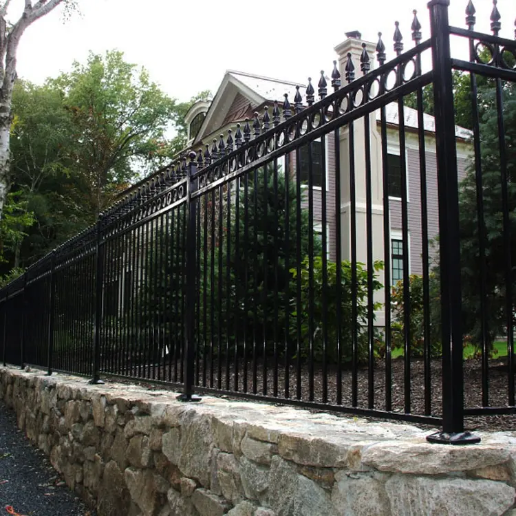 High tension 4 ft  6 ft  or 8 ft powder coated galvanized picket wrought iron fence panels