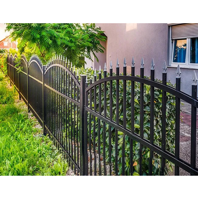 Flat top 3 rails black color 7ft x 10ft wrought iron privacy fence