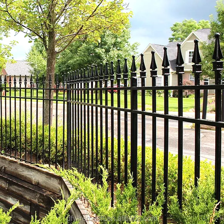 5 ft. x 6 ft. black heavy duty aluminum double picket wrought iron fence gate