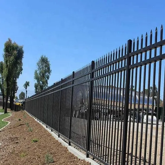 Flat top 3 rails black color 7ft x 10ft wrought iron privacy fence