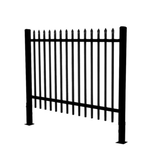 Flat top 3 rails black color 7ft x 10ft wrought iron privacy fence