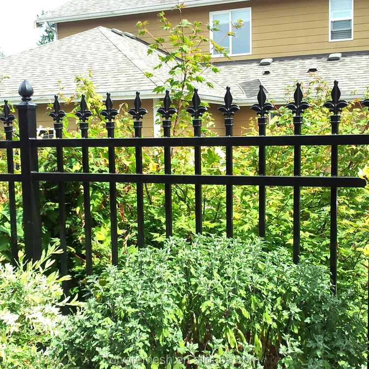 5 ft. x 6 ft. black heavy duty aluminum double picket wrought iron fence gate