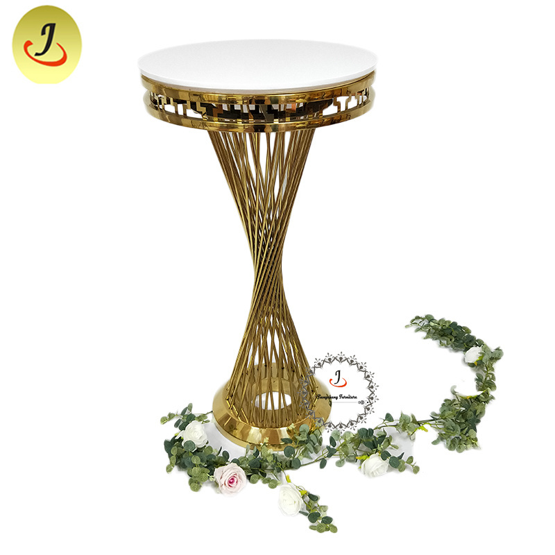 Popular Wedding outdoor round mirror stainless steel frame gold cocktail table used round pub bar