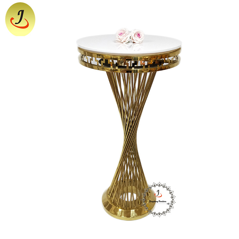 Popular Wedding outdoor round mirror stainless steel frame gold cocktail table used round pub bar