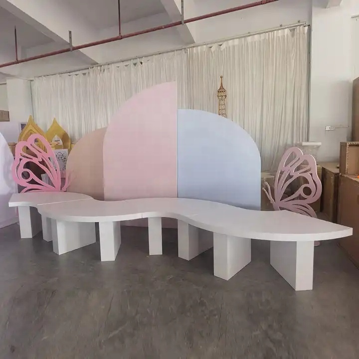 S Shape Serpentine Children Party Table Luxury Round Acrylic Kids Furniture Table For Events Party