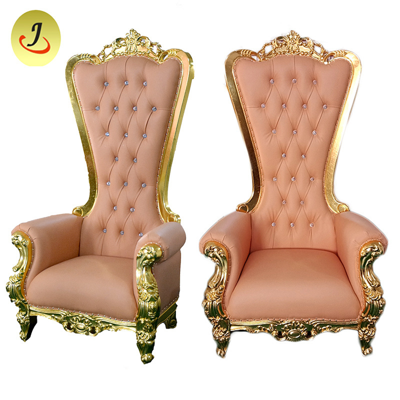 Factory supply Modern high back golden wedding king throne Chair For Bride And Groom