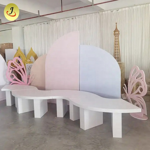 S Shape Serpentine Children Party Table Luxury Round Acrylic Kids Furniture Table For Events Party