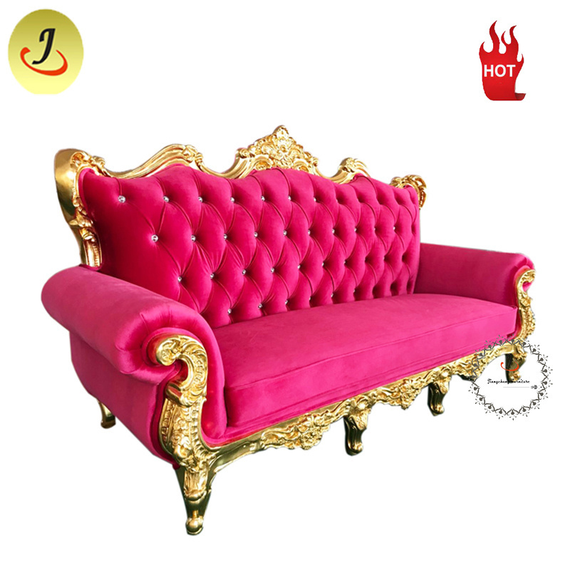 Manufacturing Hotel Hot Pink Throne Sofa For Wedding Event