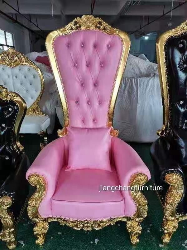 wedding rental high back cheap royal gold luxury wedding king and queen throne chair for groom and bride