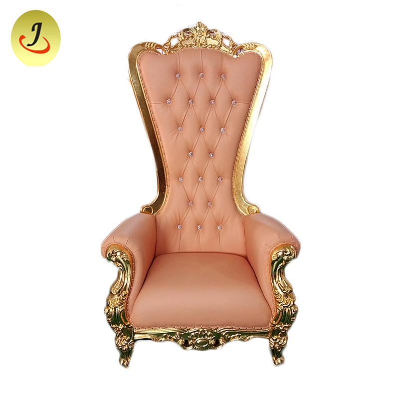 Factory supply Modern high back golden wedding king throne Chair For Bride And Groom