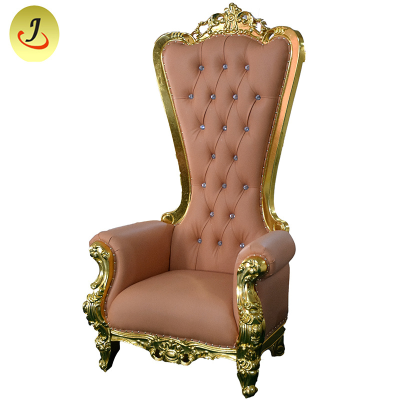 Factory supply Modern high back golden wedding king throne Chair For Bride And Groom