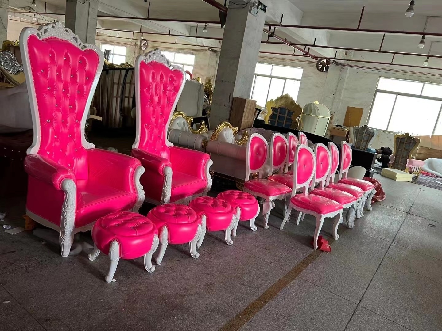 wedding rental high back cheap royal gold luxury wedding king and queen throne chair for groom and bride