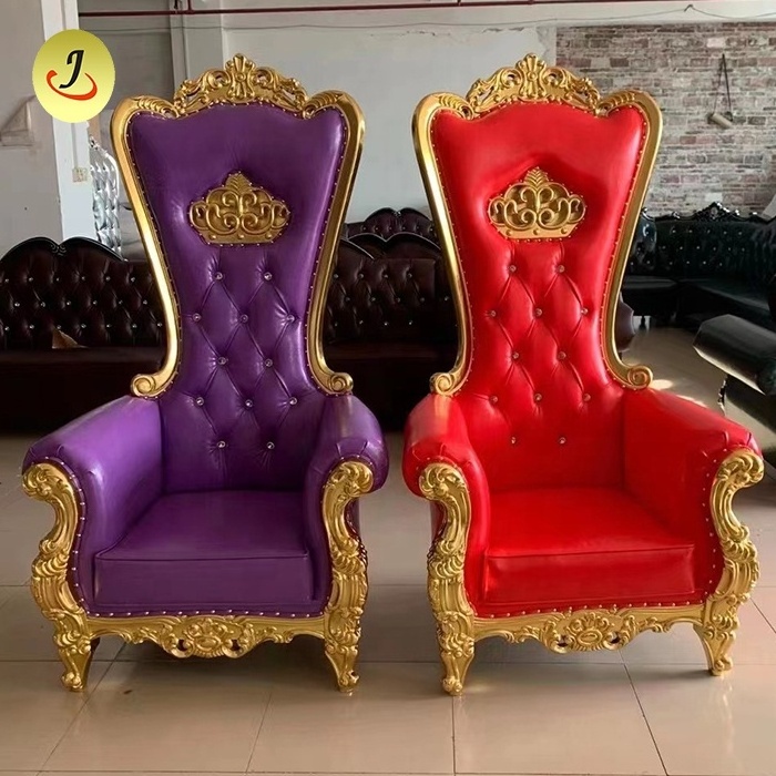 wedding rental high back cheap royal gold luxury wedding king and queen throne chair for groom and bride