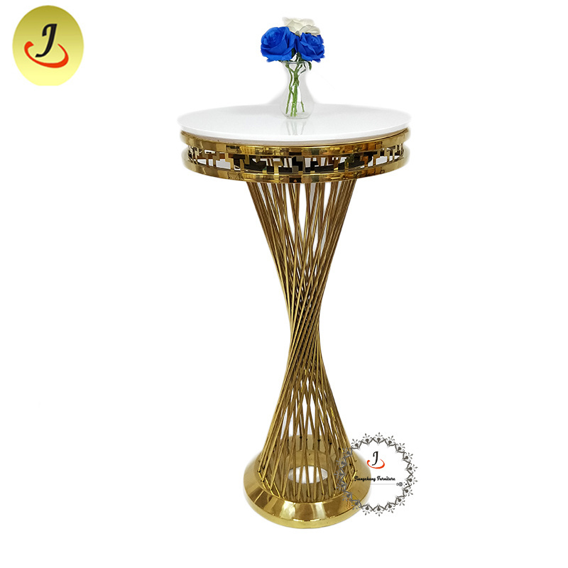 Popular Wedding outdoor round mirror stainless steel frame gold cocktail table used round pub bar