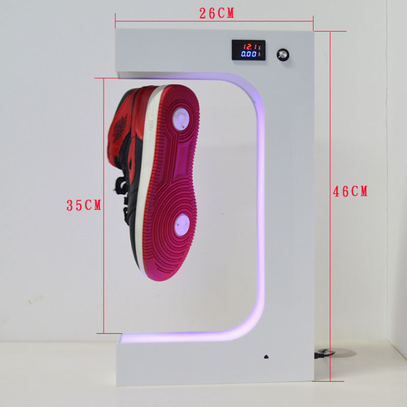 Floating Shoe Display Magnetic Levitating Sneaker Stand Holder Rotation Acrylic Rack with LED Light for Gift Advertising